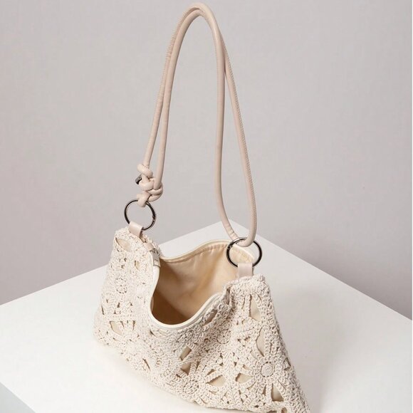 Boho Floral Hollow Out Woven Shoulder Bag - Picture 5 of 5